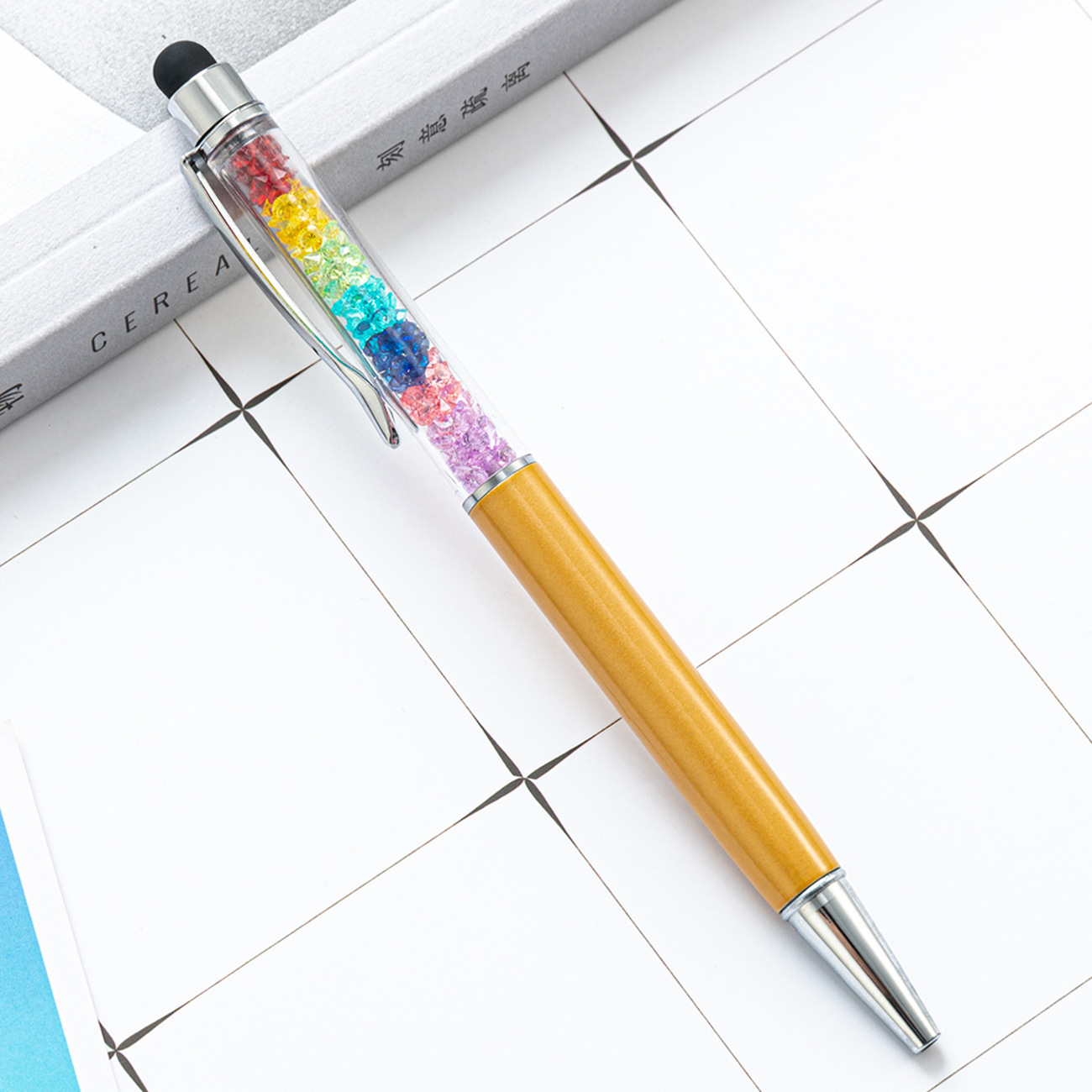 Corea del Sur creativo nuevo arco iris negro lápiz táctil lápiz táctil con pantalla de capacitancia para teléfonos móviles escritos a mano en stock