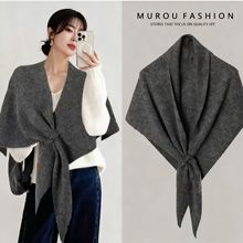 三角巾围巾含羊毛披肩斗篷秋冬女外搭高级感披肩毯保暖小坎肩披风