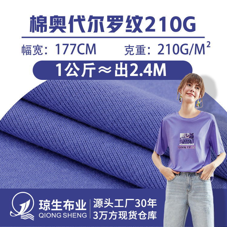 210g棉奥代尔1*1罗纹纯棉布料弹力棉氨坑条T恤袖口打底衫针织面料