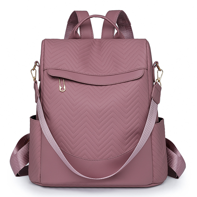 Comercio exterior al por mayor 2025 nueva mochila de mujer de color sólido moda versátil de gran capacidad