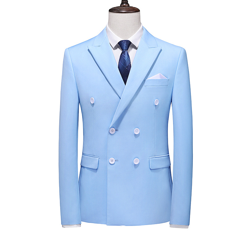 2020 Comercio exterior otoño más tamaño hombres SLIM-Fit color sólido doble fila traje de dos botones estilo coreano 10-color traje SLIM-Fit para hombres