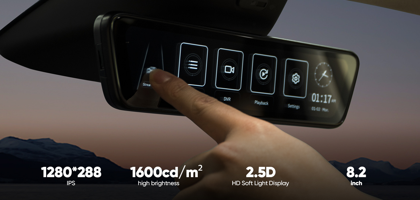 Suitable for Tesla Model 3 Interior Rearview Mirror Model Y Front and Rear Dual-Stream Streaming Media Rearview Mirror S82
