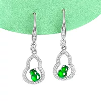 Серьги из серебра S925 с инкрустацией натурального жадеита класса А, солнечные зеленые серьги, серьги-тыквы, женские высококачественные модные серьги из ледяного нефрита