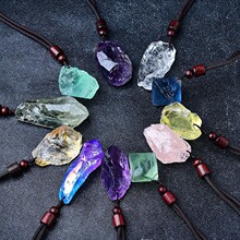 天然白紫黄粉水晶原石吊坠男女款饰品挂坠矿石标本节日礼物