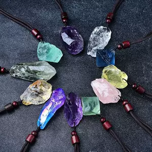 Natural White Purple Yellow Pink Crystal Original Stone Pendant Men's and Women's Jewelry Pendant Ore Specimen Holiday Gift