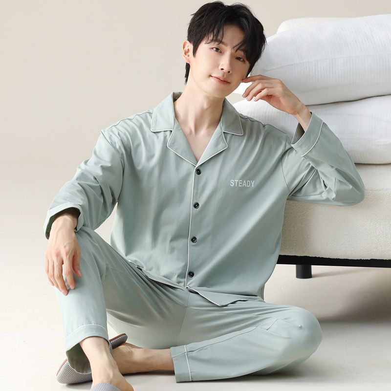 Pijamas de algodón para hombres primavera y otoño de alta gama se pueden usar para hombres otoño y invierno conjunto de ropa de hogar
