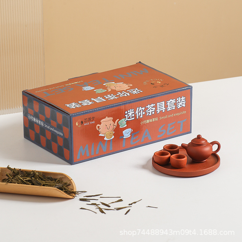 Interacción padre-hijo mini Chaoshan kung fu juegos de té nostálgico simulación juegos de té mini juegos de té tipo almacenamiento de agua pequeño juego de té