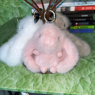 Cute Faux Rabbit Fur Car Keychain Pendant Ins Internet Celebrity Plush Doll Bag Accessory Gift Faux Water