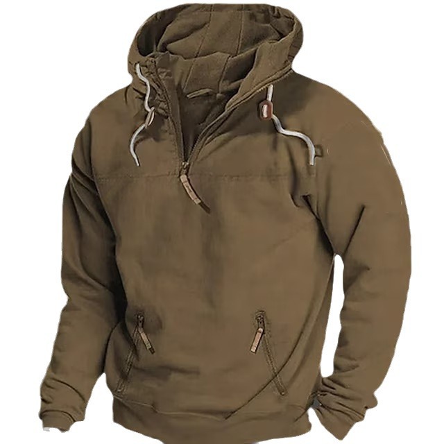 Autumn And Winter Hooded Solid Men's Casual European Size Sweater Youth Thickened Coat Men_voghion.com