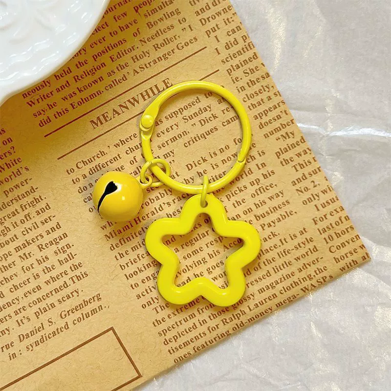 Acrylic Star Keychain with Bell, Handmade Backpack Charm, Assorted Colors, Small