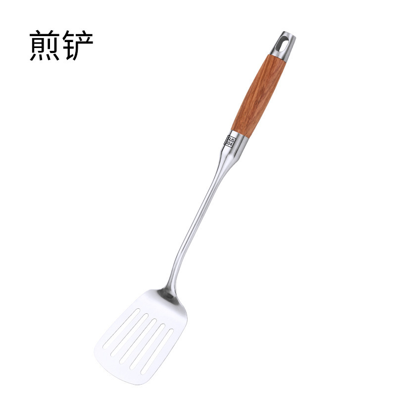 304 ステンレス鋼ローズウッドハンドルスパチュラ調理スパチュラスープスプーンザル高級ギフトキッチン用品 7 点セット|undefined