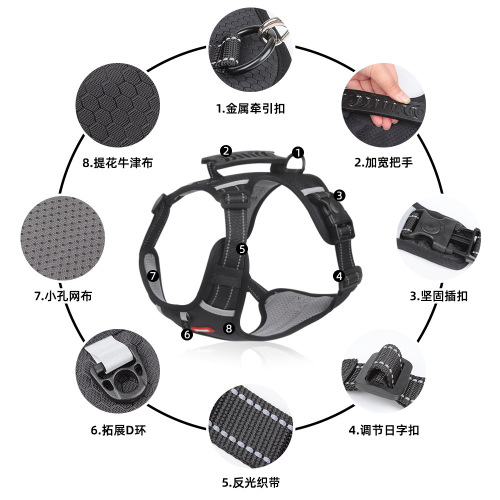 Pet Harness Back Harness Leash for Corgi Dogs, Anti-Rush Pet Supply Dog Harness Wholesale