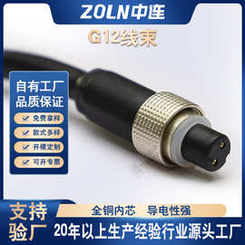 中连 G12航空插头 锌合金公母头 2/3/4/5/6芯电源连接器 带线束
