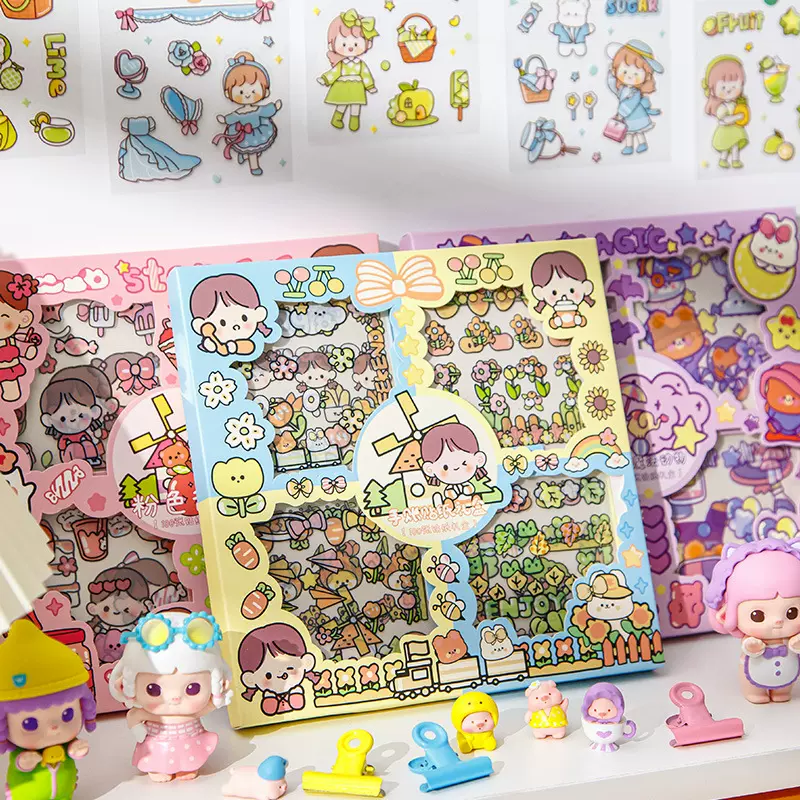 手账贴纸套装100张手帐素材工具少女心diy小图案水杯文具不干胶