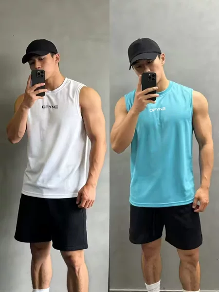 Summer Men's Quick-Drying Fitness Vest Sleeveless Breathable Sports Vest Slim Muscle Training T-Shirt Bodybuilding Sports T-Shirt