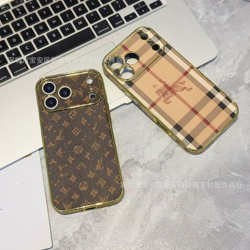 跨境爆款电镀贴皮保护套适用iPhone17Promax高级感防摔苹果手机壳|undefined