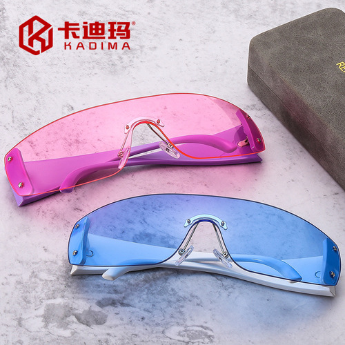  New European & American Y2K Five-Pointed Star Jumpsuit Sunglasses | Frameless '90s Chic Millennium Shades | Cross-Border Sports Eyewear