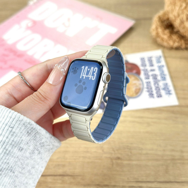 Suitable for Apple S11 Watch S10 Small Waist Dog Claw Silicone Magnetic Applewatch9876Se Strap for Women