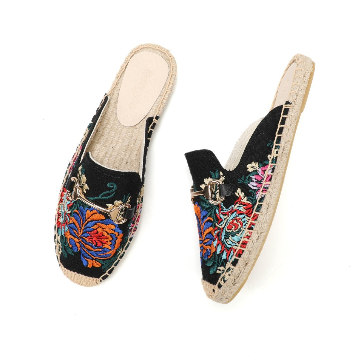 Summer casual breathable straw women's slippers low-cut