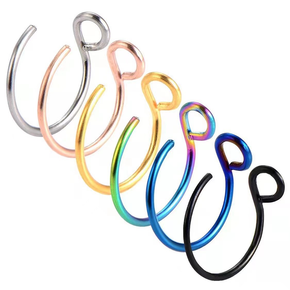 Cross-Border European And American Piercing Fish Hook C-Shaped Ring Nose Stud_voghion.com