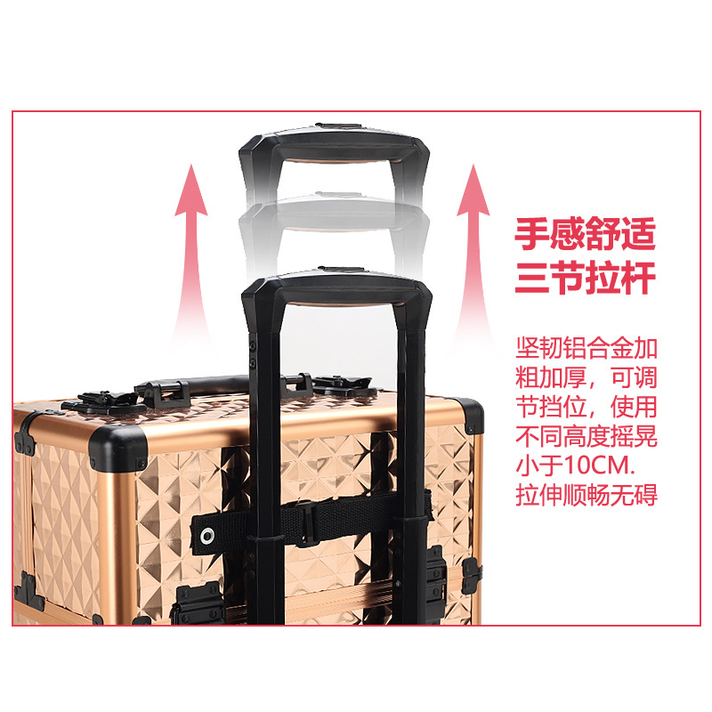 Maletín de maquillaje profesional con ruedas, diseño de varias capas, ideal para artistas y salones