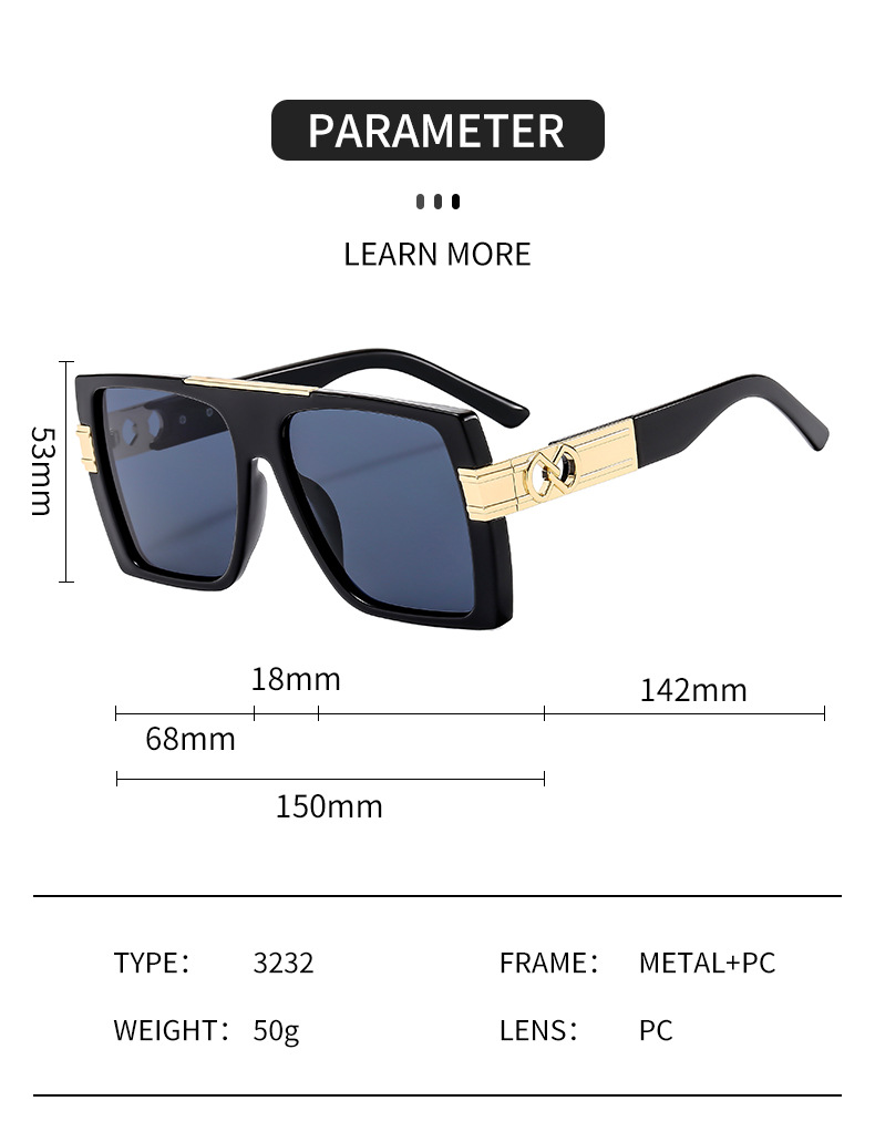 Personalized Large Frame Sunglasses For Women Flat Top Metal Design_voghion.com