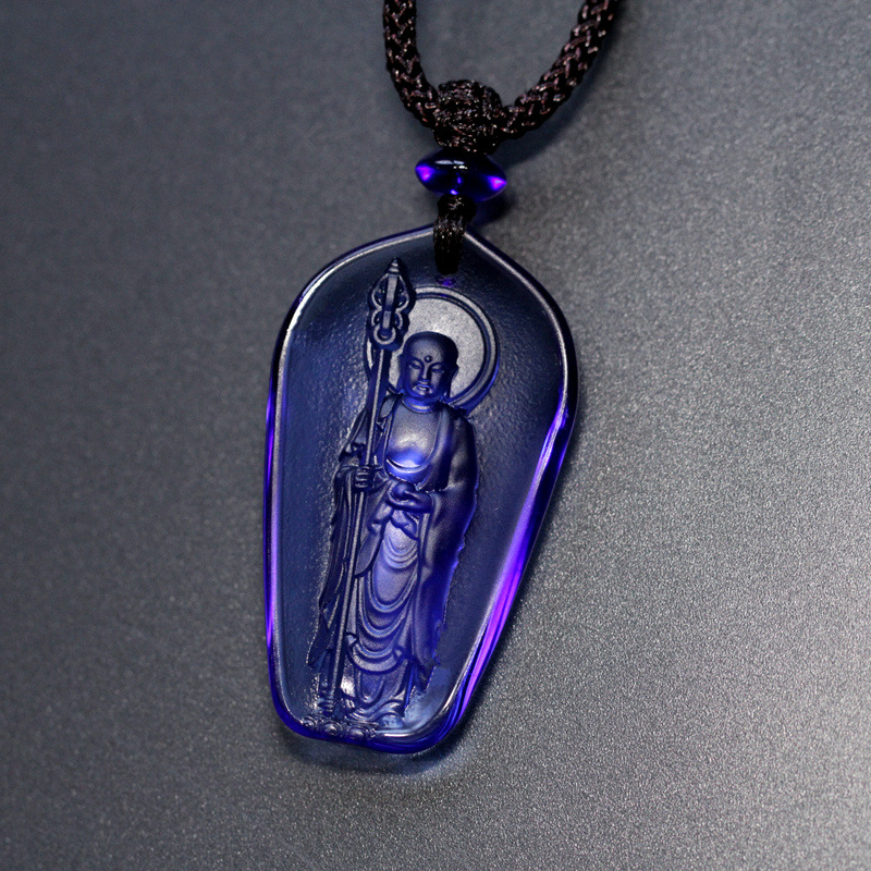 Venta al por mayor Dizang Bodhisattva collar hombres y mujeres esmalte colgante Buda estatua joyería colgante antiguo esmalte ventas directas de la fábrica