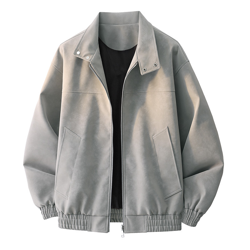 淘宝跨境爆款新款男士夹克机车服外套休闲情侣款渐变扎染宽松翻领