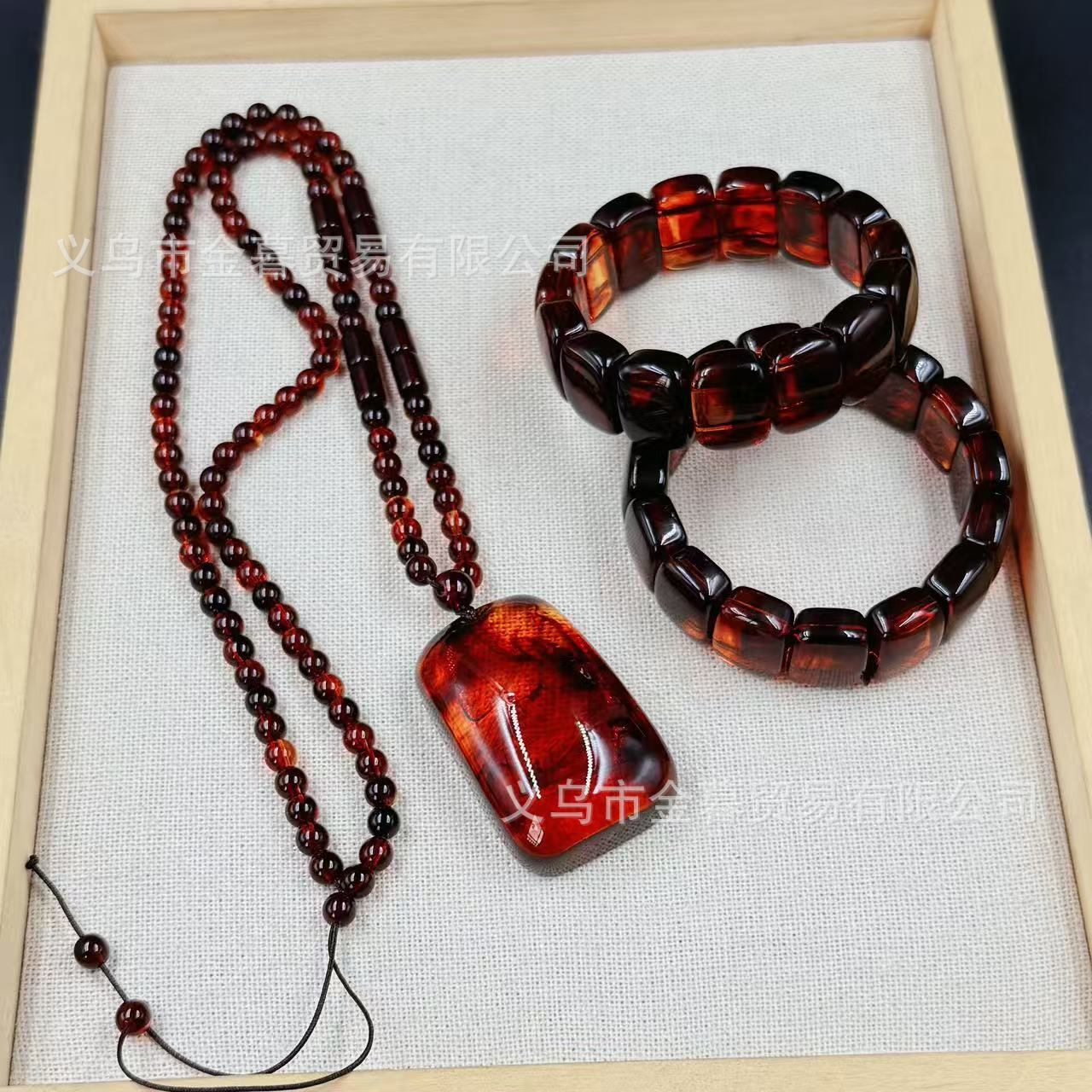 Myanmar Blood Amber Blood Silk Amber Blood Amber Imitation Amber Beeswax Hand String Necklace Live Broadcast Same Style Supply Welfare Products