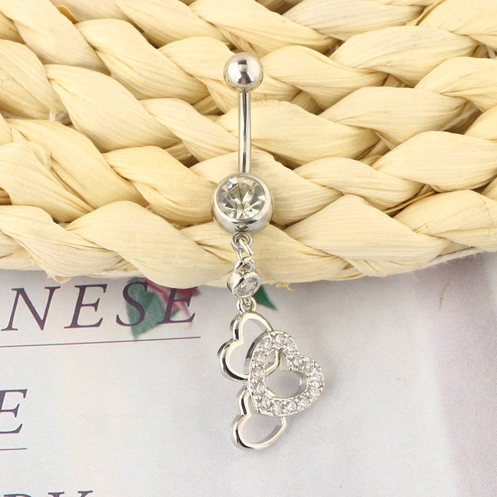 Fashion Three-Heart Belly Button Ring Stainless Steel Piercing Jewelry for Women detail image 7