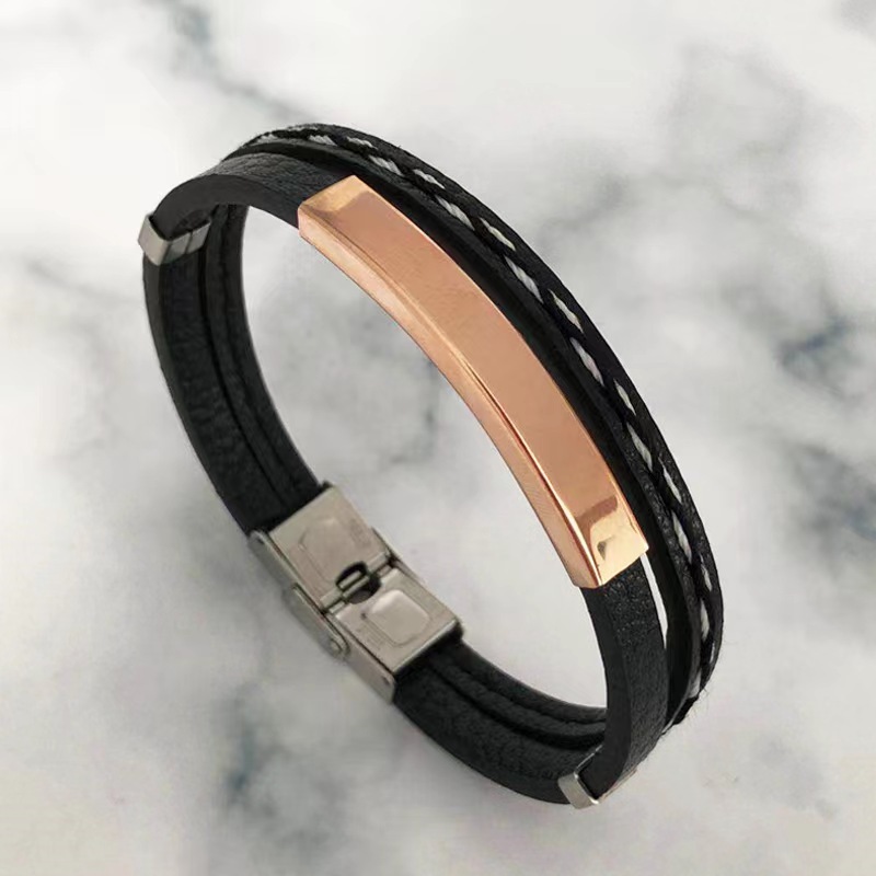 20g Weight wristband, Bracelets Classification 1 Piece Quantity Holiday, Daily Occasion Pu Leather Material Geometric, Customization Laser Engraving Pattern Couple, Men's Gender Retro, Punk, Simple Style Style Braid, Polishing Craft Couple Men's Retro Punk Simple Style Wristband Bracelets Geometric Customization Laser Engraving Pu Leather Braid Men Cord & Leather Bracelets 2
