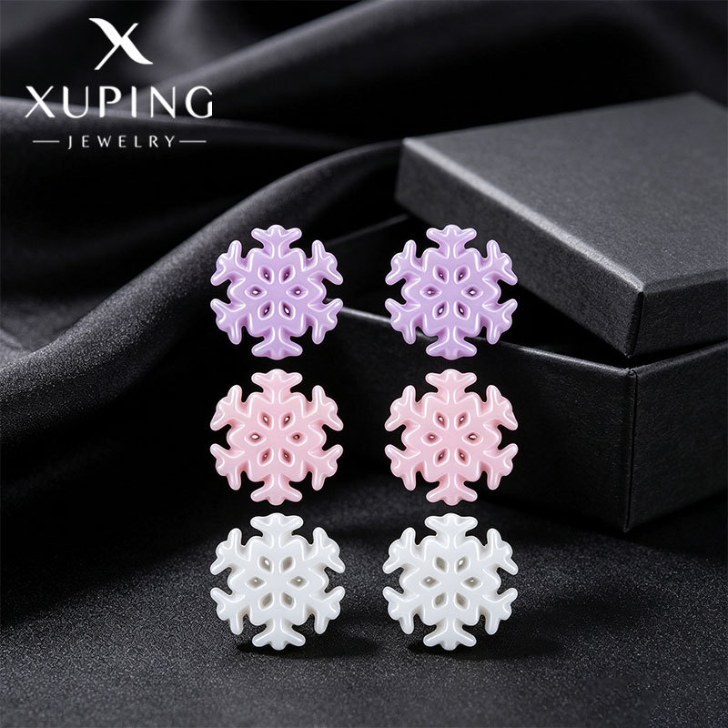 Pendientes de Copo de Nieve, Set de 3 Pares, Cerámica, para Navidad image 1