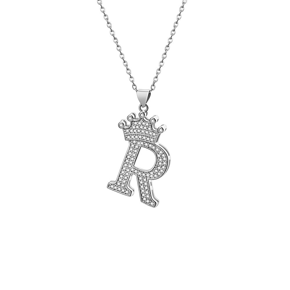 Stainless Steel Copper Simple Style Letter Crown Plating Inlay Zircon Pendant Necklace display picture 26