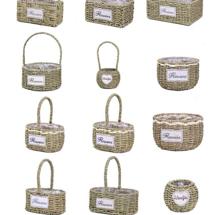 厂家批发花篮手提篮插花伴手礼藤编草编柳编花盆多肉绿箩绿植家居
