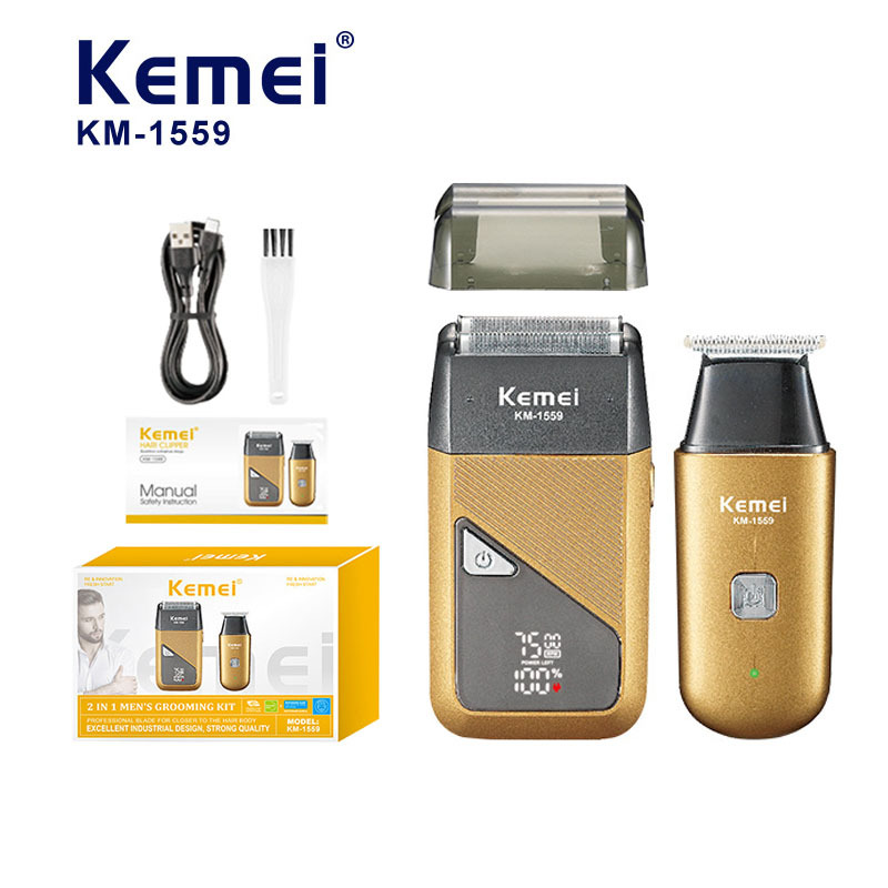 Komei máquina de afeitar recíproca eléctrica KM - 1559 máquina de afeitar portátil para hombres mini cortador de antepasas digital