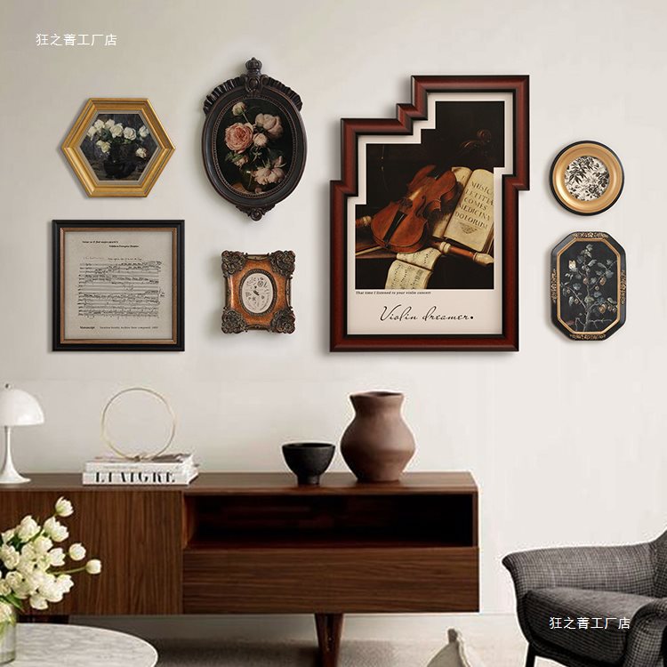 European-Style Retro Decorative Painting Set for Living Room Dining Table Wall Cabinet Wall Hanging Painting Bedroom Headboard Mural