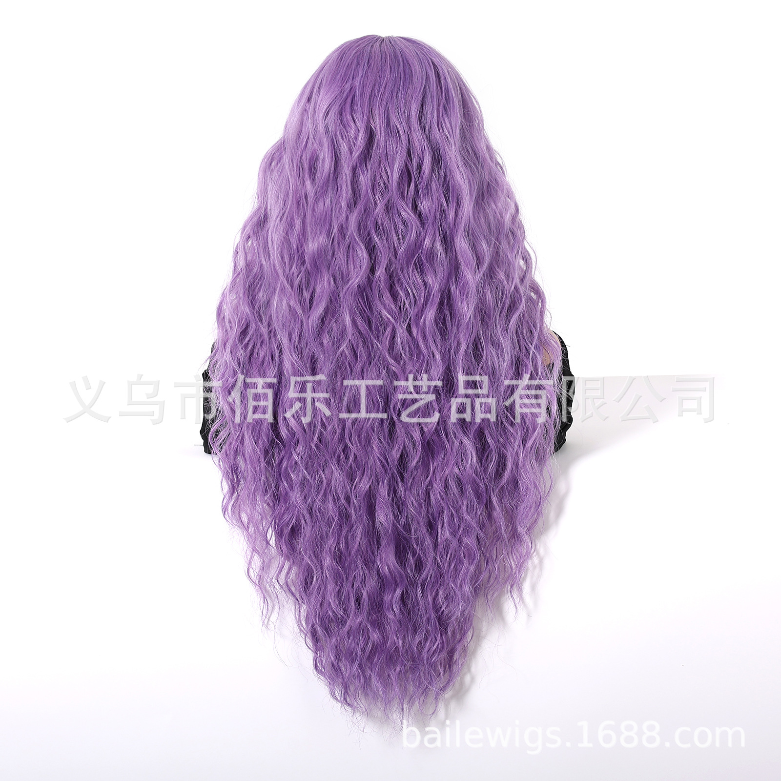 Ventas transfronterizas en caliente peluca púrpura mediana pequeño rollo largo rizado cubierta de cabello de fibra química cabello de mujer Europa y América al por mayor spot