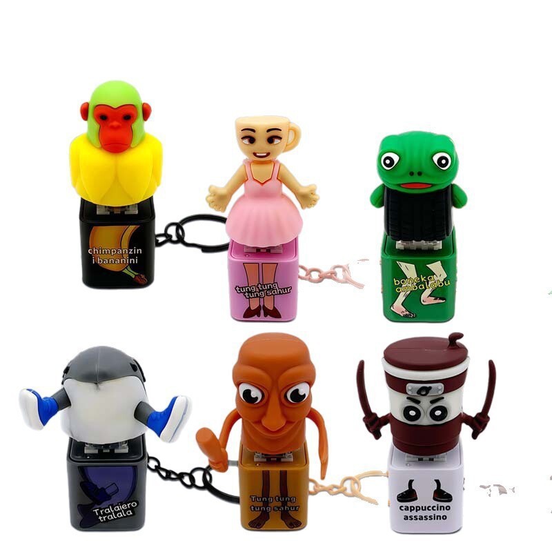 Explosión de madera hombre de montaña y mar a través de la descompresión de llaves colgante llavero luces coloridas creativas sonido juguete reducción de presión