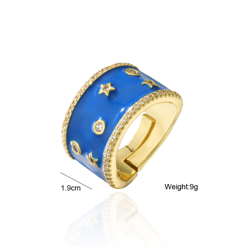 Nouvelle Bague Ouverte En Zircone Micro-incrustée De Cuivre Goutte D&#39;huile De Mode display picture 1