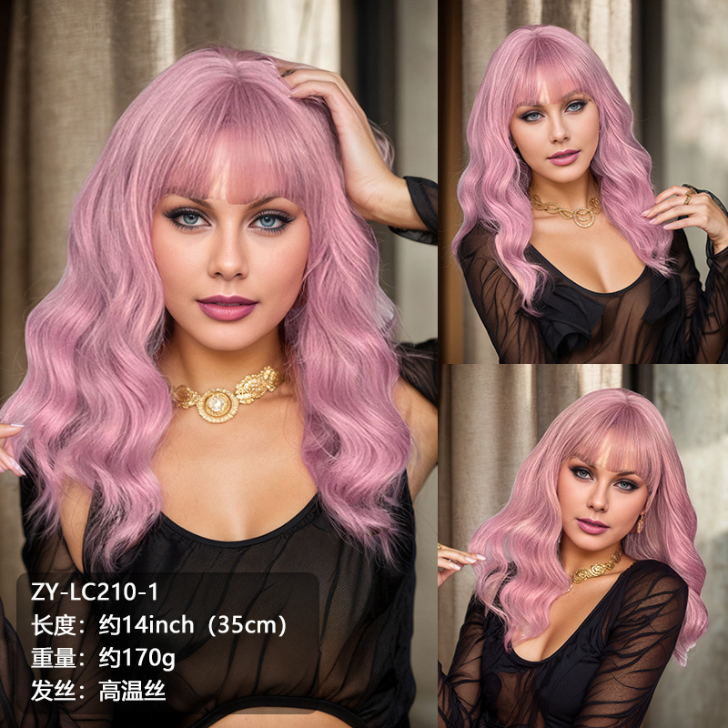 アメリカ北欧中東クロスボーダーホットセールボブヘアフルヘアスタイルショートレディースレッドブラウンヘッドギア|undefined