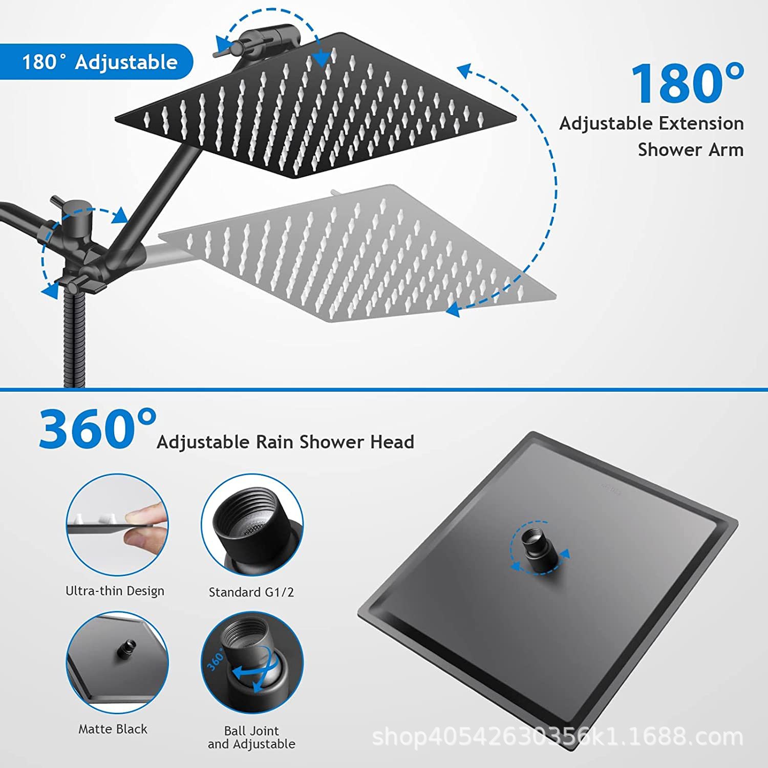 Hot-selling 8/10/12-inch stainless steel top-spray multi-functional handheld shower head set with a spray gun for home use Item Picture