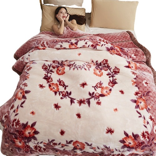 Cross-border Raschel blanket double-layer thickened quilt spring, autumn and winter coral velvet throw blanket gift wedding blanket velvet blanket