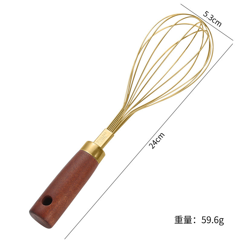 304 ステンレス鋼木製ハンドル卵ビーター家庭用小麦粉クリームホイッパーベーキングツールハンドヘルド卵ミキサー|undefined