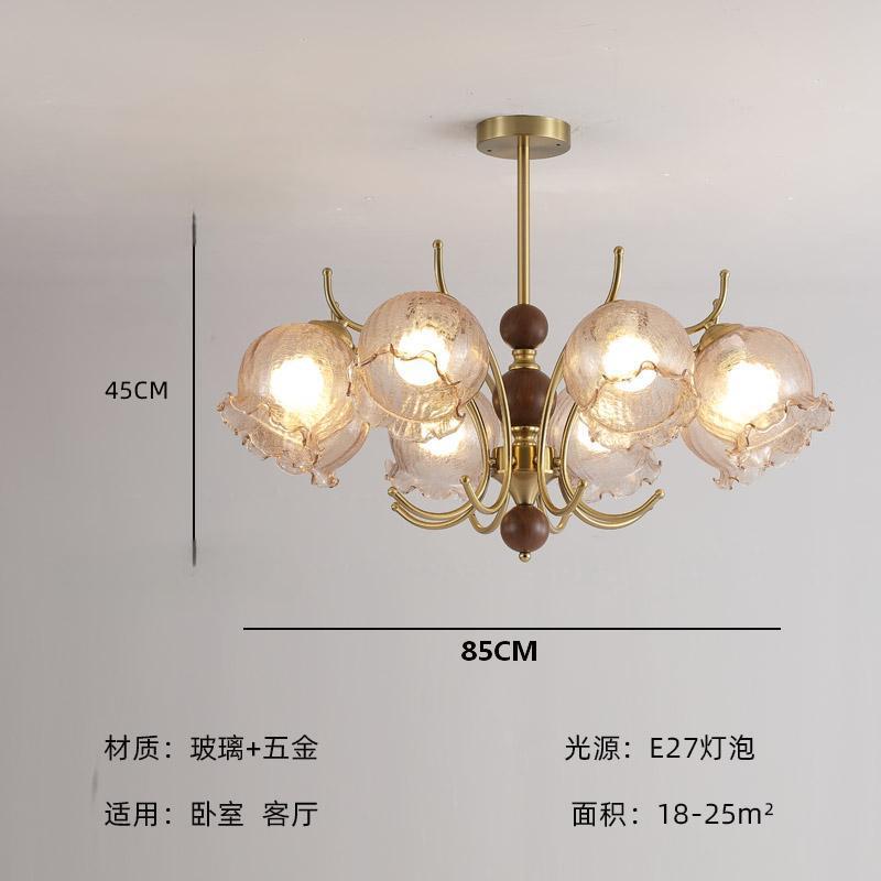 法式田园风客厅卧室主灯书房中古复古护眼灯餐厅创意花朵玻璃吊灯|undefined