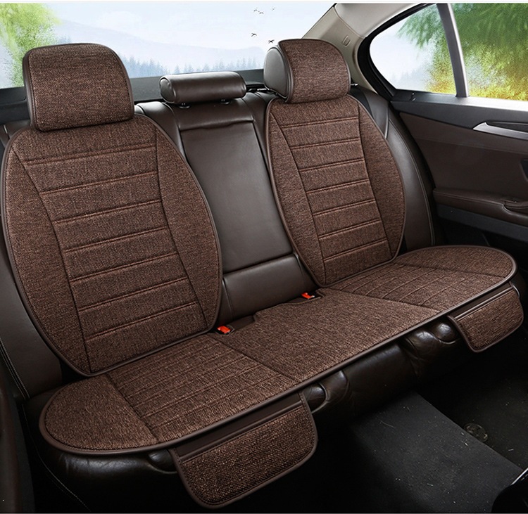 New Linen Large Lumbar Support Cushion, Breathable Fabric for All Seasons, Slim Waist Design, Five-Seater Car Seat Cover, Non-Slip Linen Seat Cushion