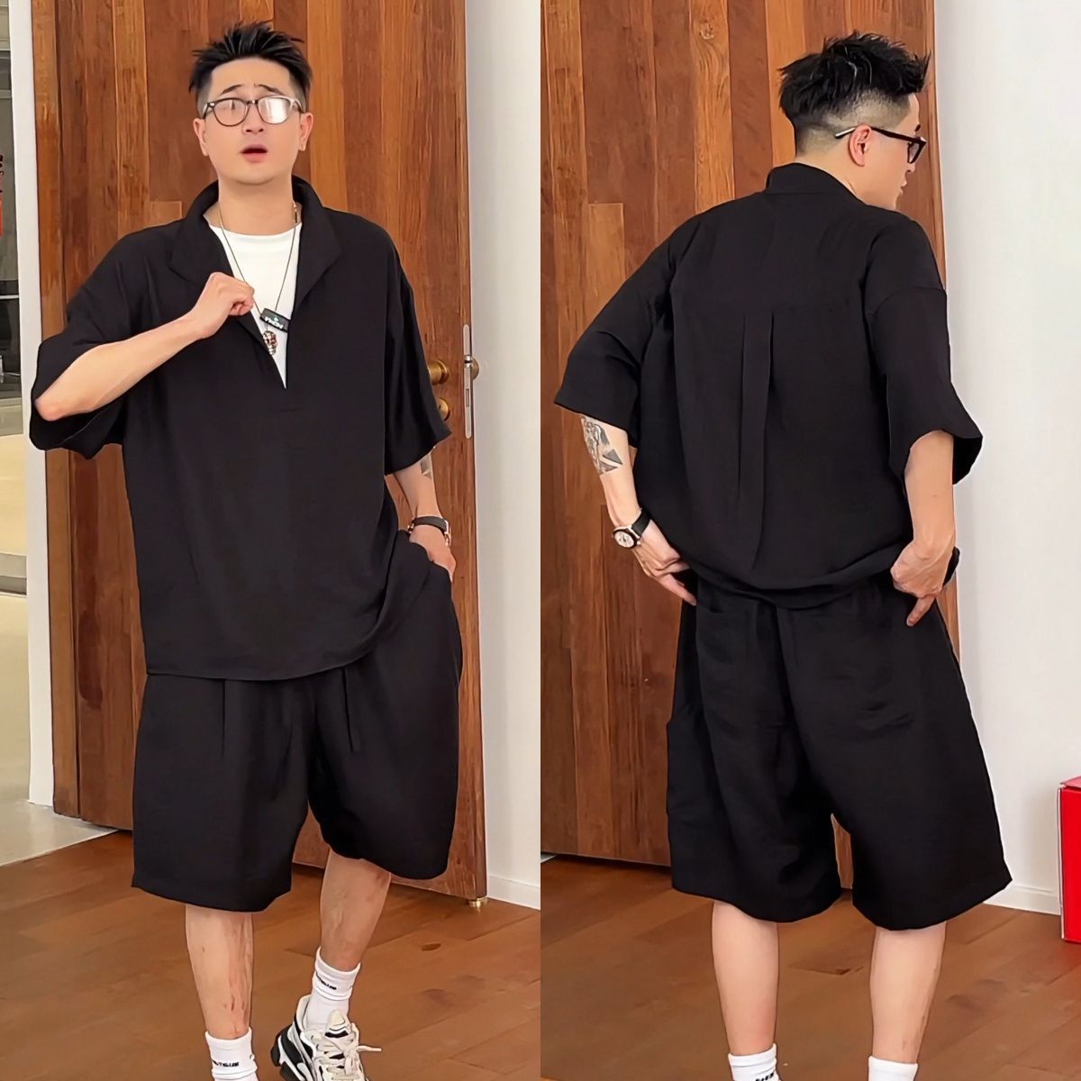 Summer New Casual Loose Old Money Style Light Luxury High-Quality Fashion Breathable T-Shirt Shorts Two-Piece Set