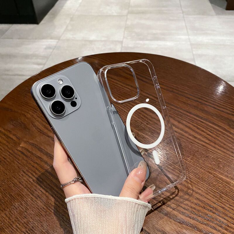 高透明で黄ばみにくいPC素材 iPhone16ProMax対応 マグネット式スマホケース Apple14 全面保護 耐衝撃ケース ハード15|undefined