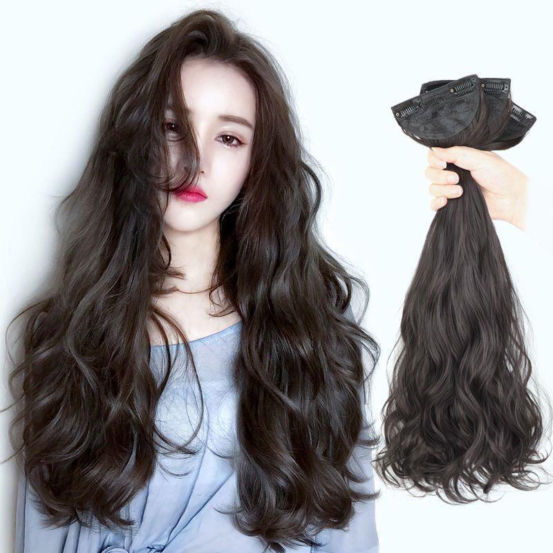 Peruca de cabello de mujer larga ondulación de una pieza de pelo sin rastro extensiones de cabello invisibles de cabello largo recto natural