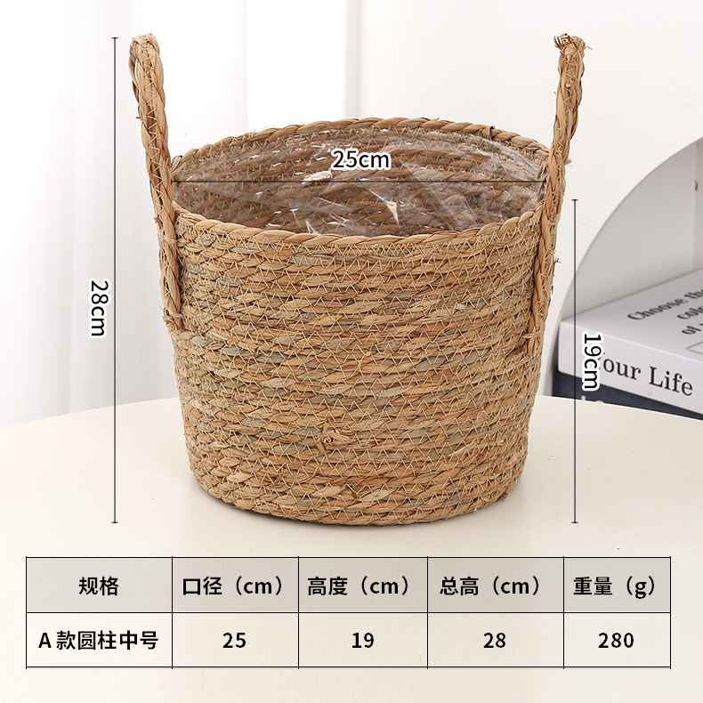 Maceta Tejida de Paja de Hierba de León, Impermeable y Decorativa, para Sala de Estar image 7