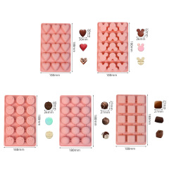 15穴のミッキーの方眼のイチゴのハート型の丸いシリーズの家庭用アイスチョコレートの補助食品はシリカゲルの金型を作ります。